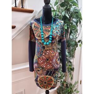 Red Lolly Women's Multicolor Polyester Round Neck Long Sleeve Top Blouse Size M